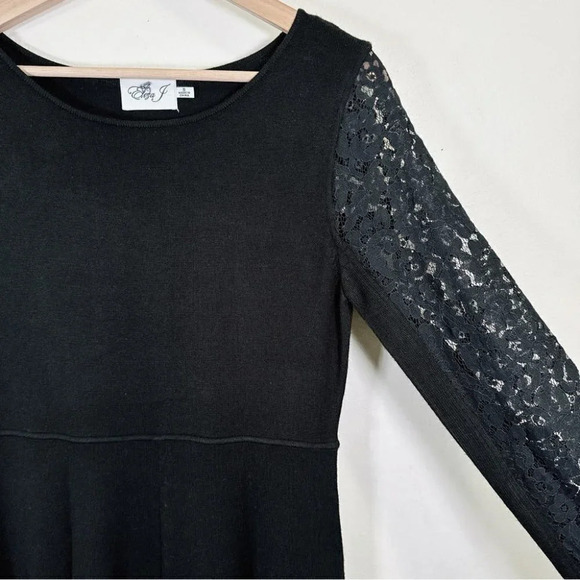 Eliza.J Black Sweater Dress With Lace Sleeves - Picture 8 of 16